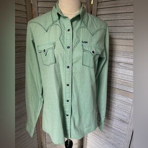 CRUEL GIRL Western light green, lavender, sm flower pattern, LG, pearl buttons